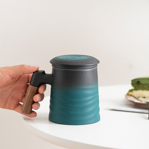 Wave mug kiln spray glaze tea separation tea cup office simple high-end ceramic cup coffee mug