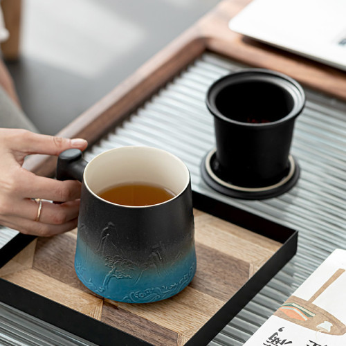 Welcome pine mug ceramic tea cup with lid water cup cup office & tea mug large capacity