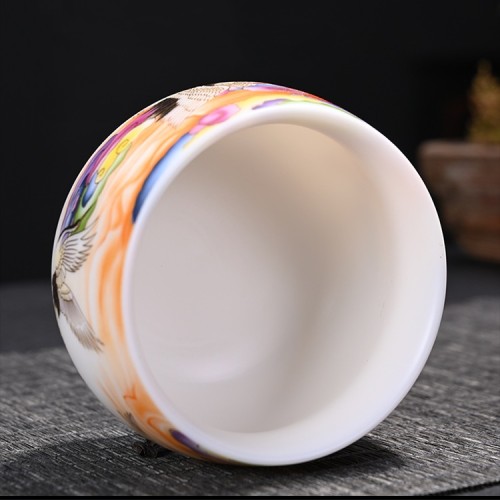 Colourful Crane Coffee & Tea Cup (White）