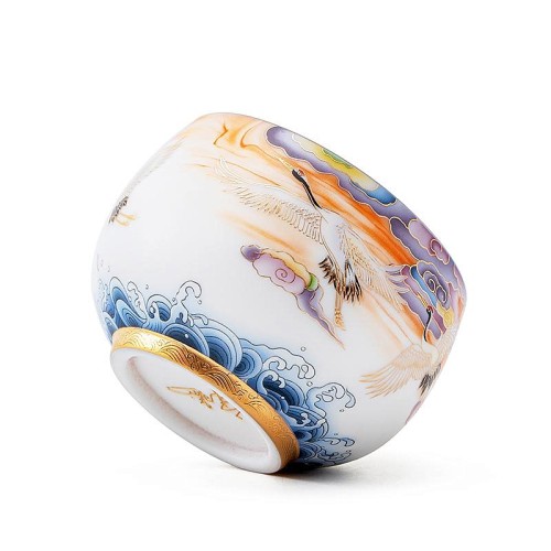Colourful Crane Coffee & Tea Cup (White）