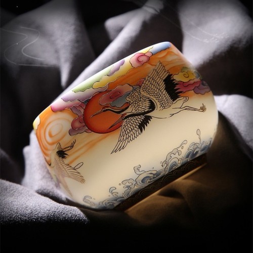 Colourful Crane Coffee & Tea Cup (White）
