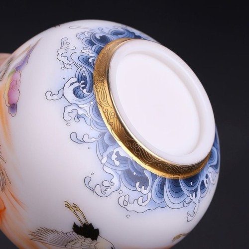 Colourful Crane Coffee & Tea Cup (White）
